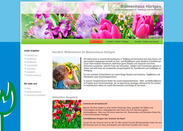 Website Blumenhaus Hürtgen in Thalfang und Hermeskeil